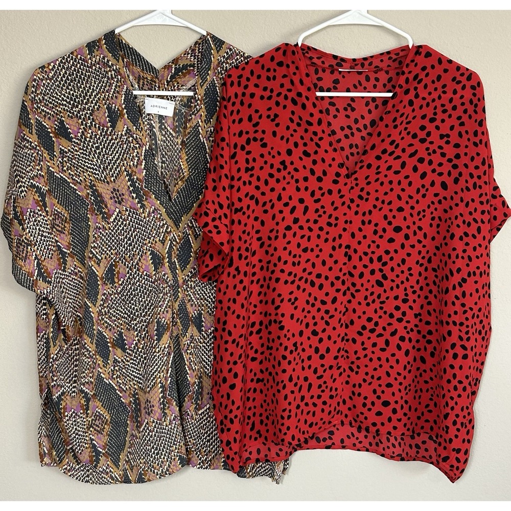 Adrienne & JODIFL Blouses Lot Size S Small Women's V-Neck Animal Print Tops 2pc